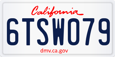 CA license plate 6TSW079
