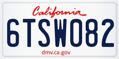 CA license plate 6TSW082