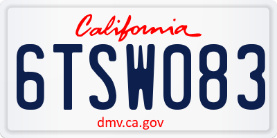 CA license plate 6TSW083