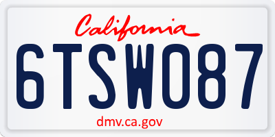 CA license plate 6TSW087