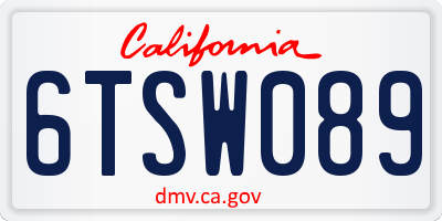 CA license plate 6TSW089