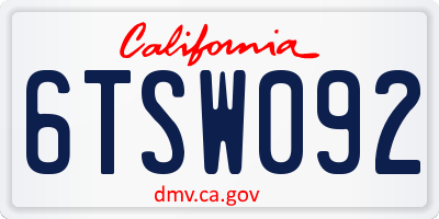 CA license plate 6TSW092