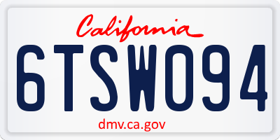 CA license plate 6TSW094