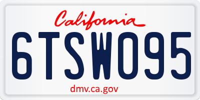 CA license plate 6TSW095