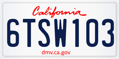 CA license plate 6TSW103