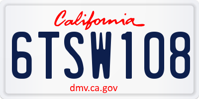 CA license plate 6TSW108