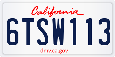 CA license plate 6TSW113