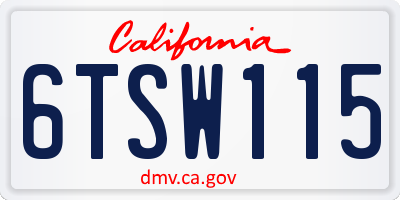 CA license plate 6TSW115