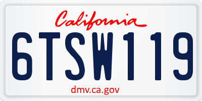 CA license plate 6TSW119