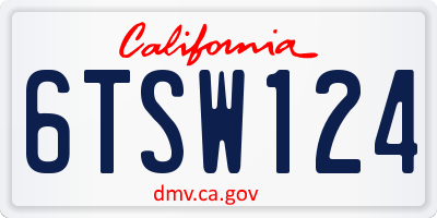 CA license plate 6TSW124