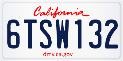 CA license plate 6TSW132