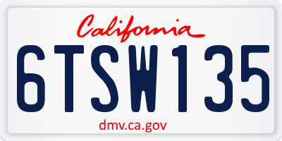 CA license plate 6TSW135