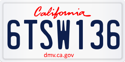 CA license plate 6TSW136