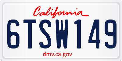 CA license plate 6TSW149