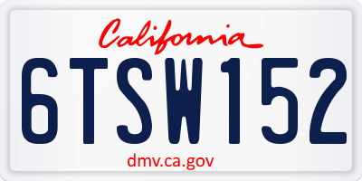 CA license plate 6TSW152