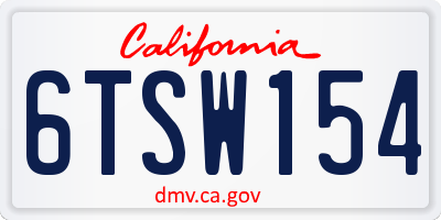 CA license plate 6TSW154