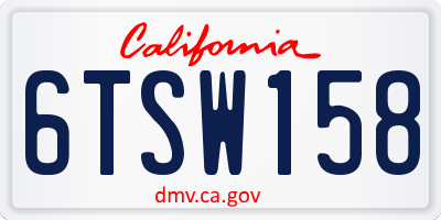 CA license plate 6TSW158