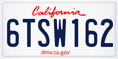 CA license plate 6TSW162