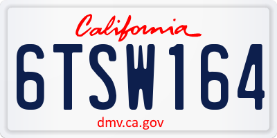 CA license plate 6TSW164