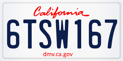 CA license plate 6TSW167