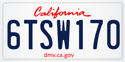 CA license plate 6TSW170