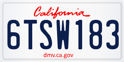 CA license plate 6TSW183