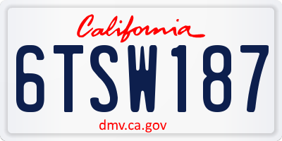 CA license plate 6TSW187