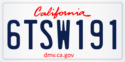 CA license plate 6TSW191