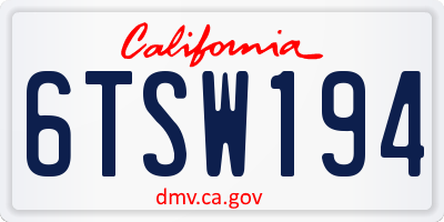 CA license plate 6TSW194