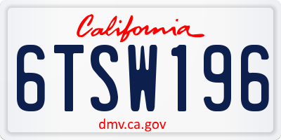CA license plate 6TSW196