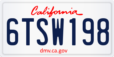 CA license plate 6TSW198
