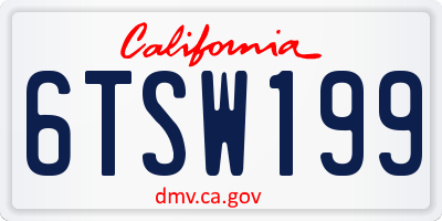 CA license plate 6TSW199