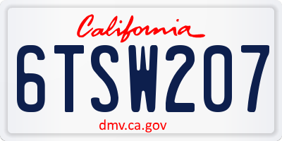 CA license plate 6TSW207