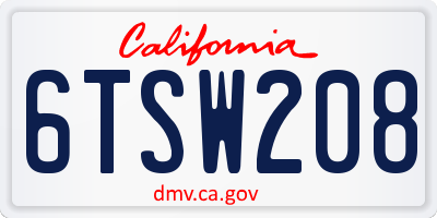 CA license plate 6TSW208