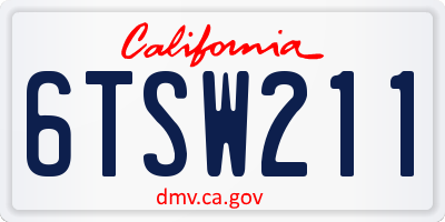 CA license plate 6TSW211
