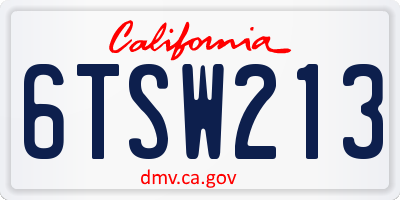 CA license plate 6TSW213