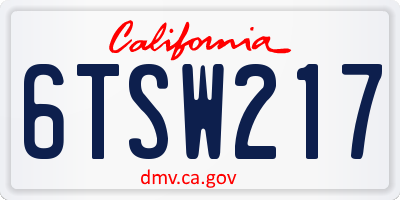 CA license plate 6TSW217
