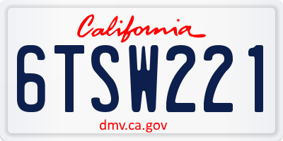 CA license plate 6TSW221