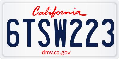 CA license plate 6TSW223
