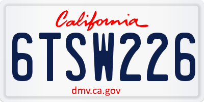 CA license plate 6TSW226