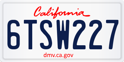 CA license plate 6TSW227