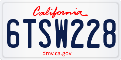 CA license plate 6TSW228