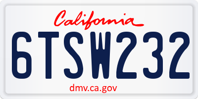 CA license plate 6TSW232