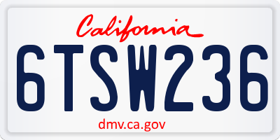 CA license plate 6TSW236