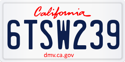 CA license plate 6TSW239
