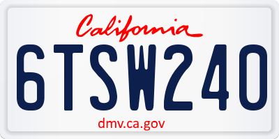 CA license plate 6TSW240