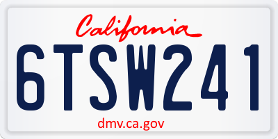 CA license plate 6TSW241