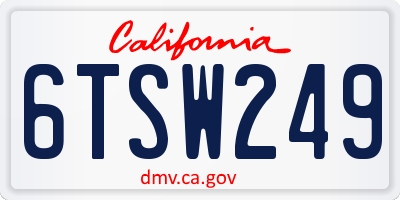 CA license plate 6TSW249