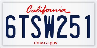 CA license plate 6TSW251