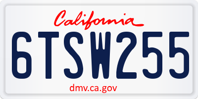 CA license plate 6TSW255